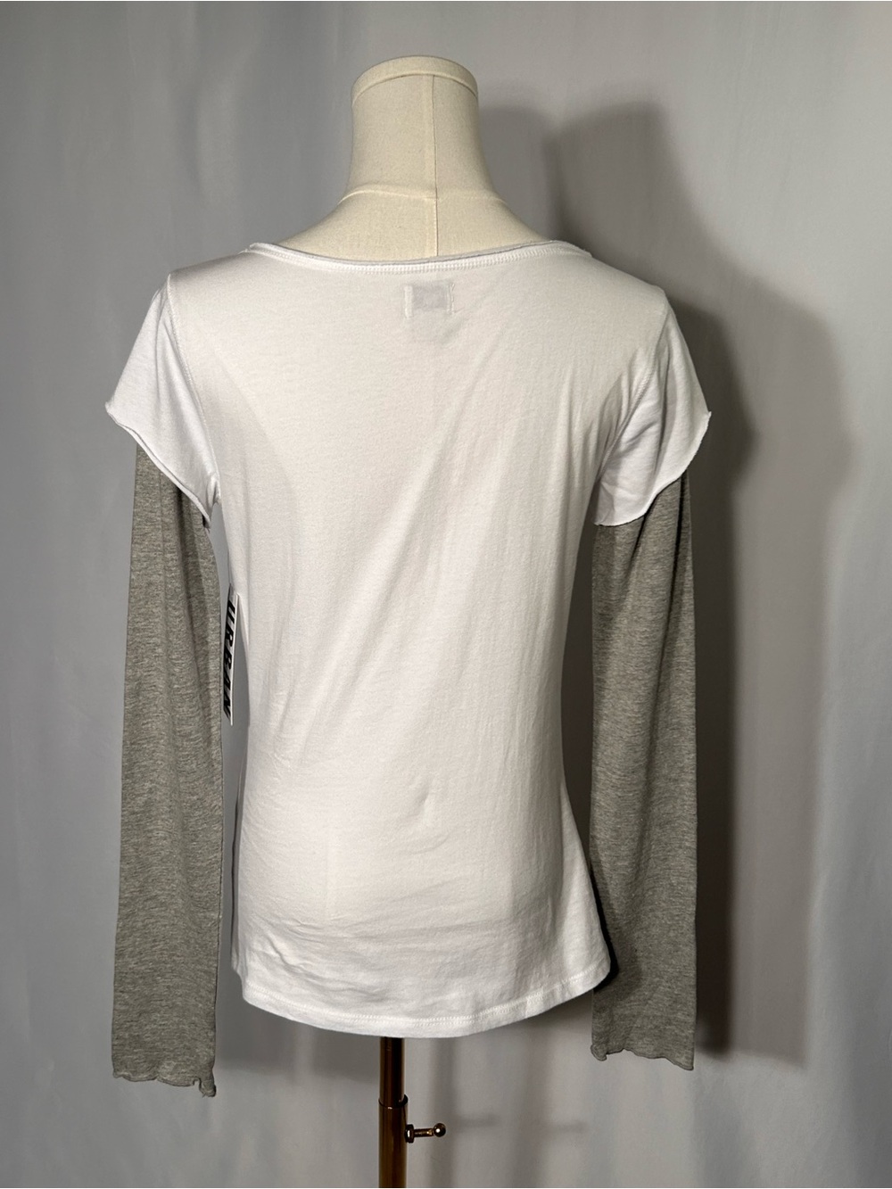 NWT Urban Outfitters White Tee with Gray Attached Long Sleeves 90s Grunge Y2K - Picture 2 of 8